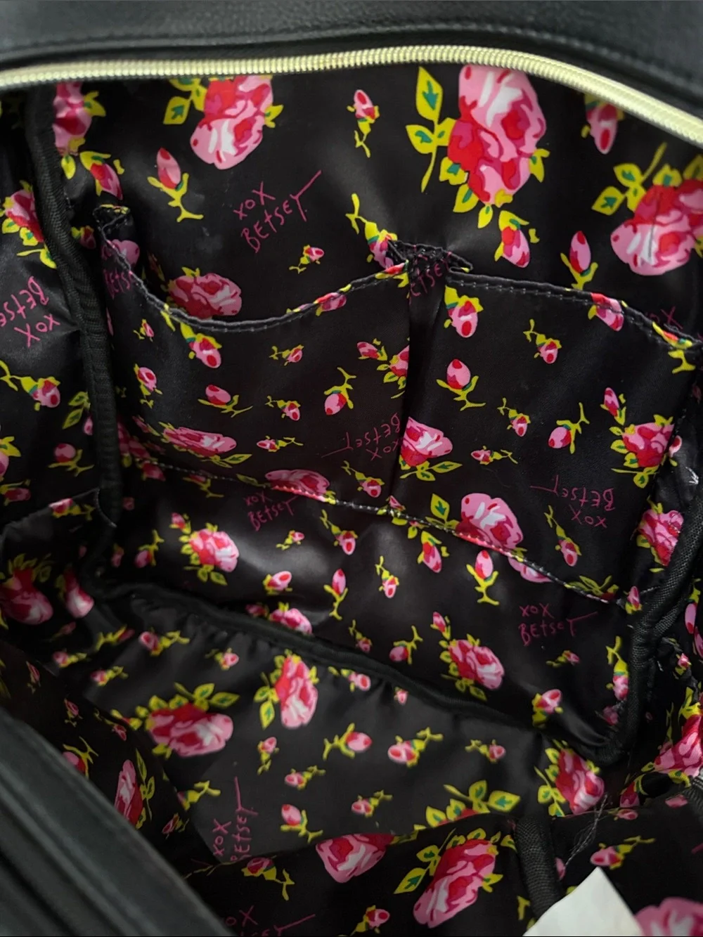 Betsey Johnson Black & Light Pink Quilted Skull Mini Backpack